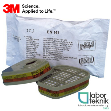 3M™ 6075 Formaldehit ve Organik Buhar Filtresi - EN 141 (Bayonet Bağlantılı, A1 Filtreli) - (1 Çift)