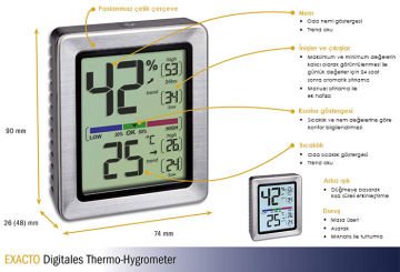 TFA 30.5047.54 EXACTO Dijital Termo Higrometre Max./Min. Fonksiyonlu -10 °C... +60 °C / 10... 99%