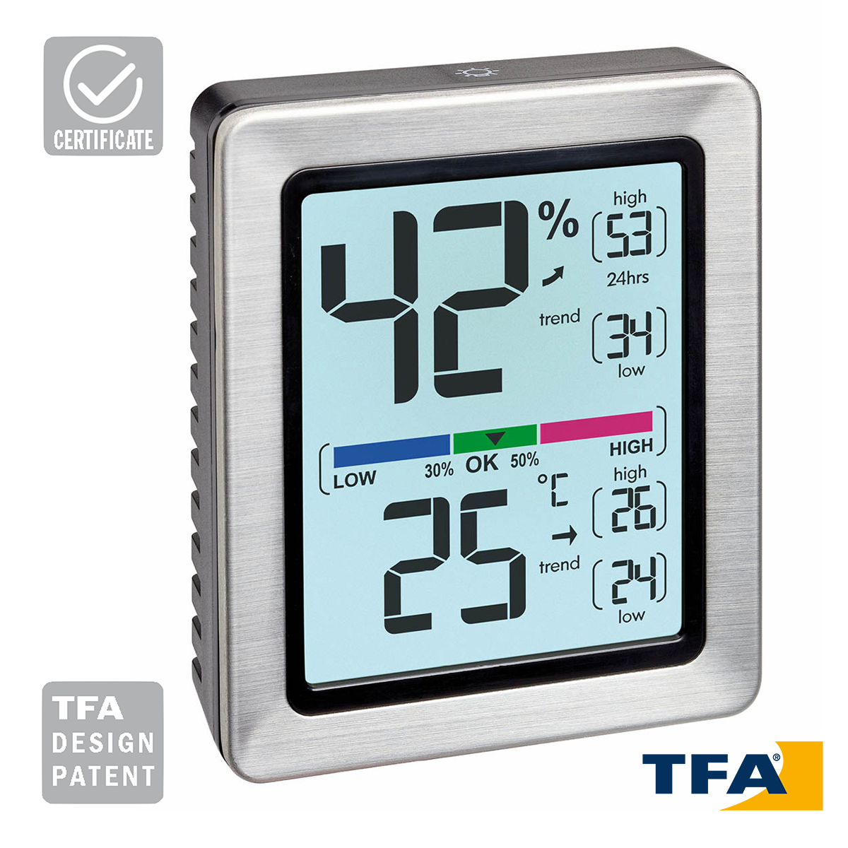 TFA 30.5047.54 EXACTO Dijital Termo Higrometre Max./Min. Fonksiyonlu -10 °C... +60 °C / 10... 99%
