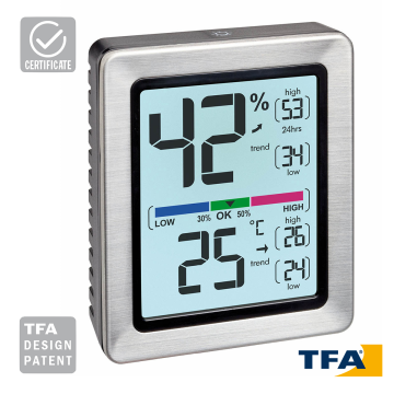 TFA 30.5047.54 EXACTO Dijital Termo Higrometre Max./Min. Fonksiyonlu -10 °C... +60 °C / 10... 99%