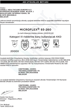Ansell MICROFLEX® 93-260 Kimyasallara Karşı Yüksek Dirençli Nitril-Neopren Laboratuvar Eldiveni XXL (10.5 - 11) 50 Adet/Kutu