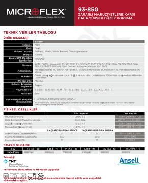 Ansell MICROFLEX® 93-850 Kimyasallara Karşı Yüksek Dirençli Nitril Laboratuvar Eldiveni Extra Small (5.5 - 6) 100 Adet/Kutu
