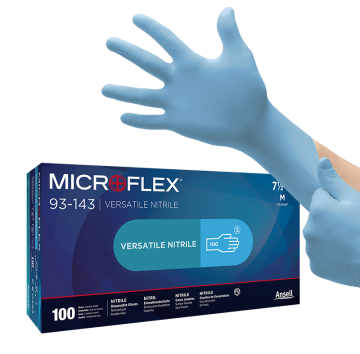 Ansell MICROFLEX® 93-143 Kimyasallara Karşı Yüksek Dirençli Nitril Laboratuvar Eldiveni Large (8.5 - 9) 100 Adet/Kutu