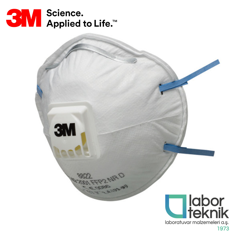 3M™ 8822 Ventilli Tek Kullanımlık Koruyucu Toz ve Sis Maskesi - (FFP2 NR D Filtreli) - 10 Adet/Paket