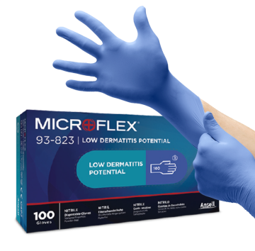 Ansell MICROFLEX® 93-823 Aşırı Hassas Ciltler için Nitril Laboratuvar Eldiveni Medium (7.5 - 8) 100 Adet/Kutu
