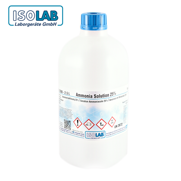 ISOLAB 903.016.2500 Ammonia Solution 25% for Analysis CAS No . : 1336-21-6 2.5 L