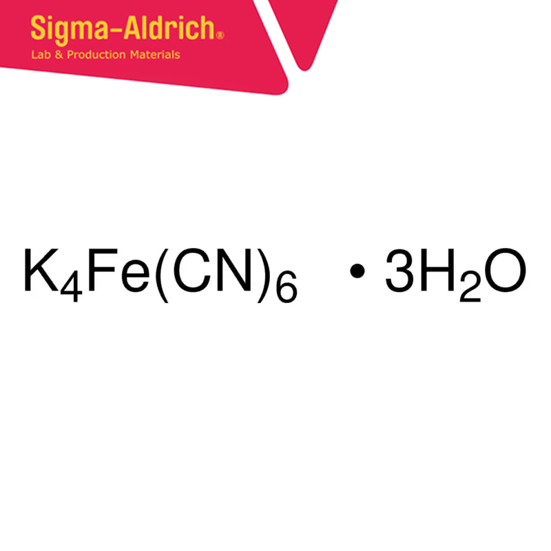 Sigma-Aldrich 31254 Potassium hexacyanoferrate(II) trihydrate puriss. p.a., ACS reagent, reag. ISO, reag. Ph. Eur., ≥99% CAS No.: 14459-95-1 1 kg