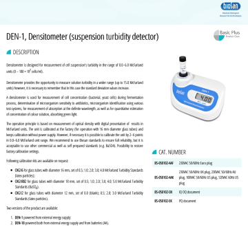 Biosan DEN-1 Hücre Densitometresi (Fiyata opsiyonel aksesuarlar dahil değildir.)