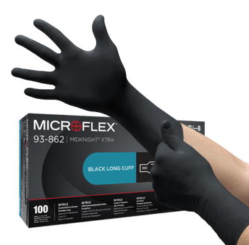 Ansell MICROFLEX® MidKnight® XTRA 93-862  Kimyasallara Dirençli Nitril Laboratuvar Eldiveni Medium (7.5 - 8) 100 Adet/Kutu