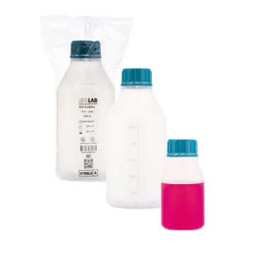 ISOLAB Polipropilen Şişe - ISO - Vida Kapaklı - Orta Boyun - P.P - Şeffaf - Steril - 500 ml / 100 Adet