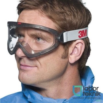 3M™ 2890 Ventilli, Çizilmeye Dayanıklı Polikarbon, Buğu Önleyici, Kimyasallara Karşı Koruyucu Gözlük