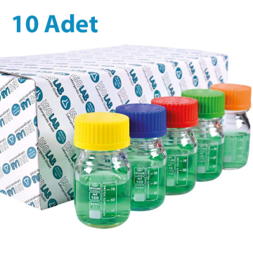 ISOLAB Otoklav  Şişesi  ''ISO” ''Şeffaf” ''Cam” ''Borosilikat 3.3”  100 ml x 10 Adet