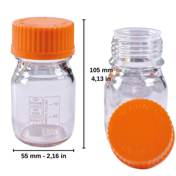 ISOLAB Otoklav  Şişesi  ''ISO” ''Şeffaf” ''Cam” ''Borosilikat 3.3”  100 ml x 10 Adet