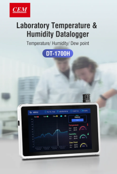 CEM DT-1700H Laboratuvar Sıcaklık ve Nem Kayıt Cihazı -28...  60 °C / 10.0%... 95.0% RH