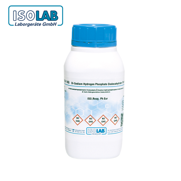 ISOLAB 969.096.1000 di-Sodium hydrogen phosphate dodecahydrate for Analysis ISO, Reag. Ph. Eur CAS No.: 10039-32-4 1 kg