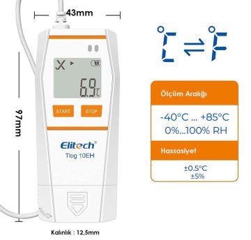 Elitech Tlog 10EH Kablolu Sıcaklık ve Nem Kayıt Cihazı -40... 85 °C / 0%... 100 % RH