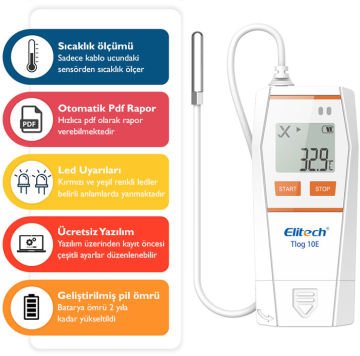 Elitech Tlog 10E Kablolu Sıcaklık Kayıt Cihazı -40... 85 °C