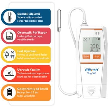 Elitech Tlog 10E Kablolu Sıcaklık Kayıt Cihazı -40... 85 °C