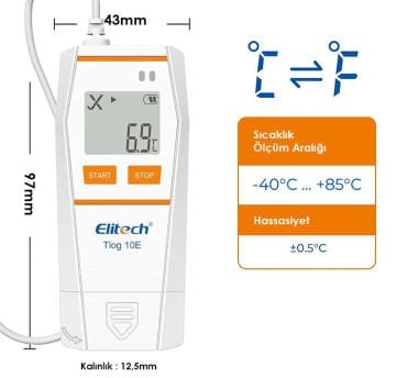 Elitech Tlog 10E Kablolu Sıcaklık Kayıt Cihazı -40... 85 °C