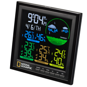 BRESSER NATIONAL GEOGRAPHIC™ VA Renkli LCD Ekranlı Thermo - Hygro Hava İstasyonu - (Dahili 3 Sensörlü)