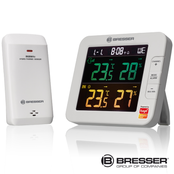 BRESSER Tuya Smart Akıllı Ev 7 Kanallı Termometre - Higrometre (Dahili Sensör 1 Adet) - (Beyaz)