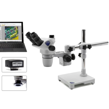 OPTIKA Kameralı Trinoküler Stereo Zoom Mikroskop 45x Büyütme