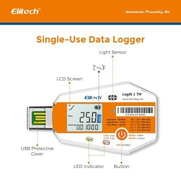 Elitech LogEt 1 TH Tek Kullanımlık Sıcaklık ve Nem Veri Kaydedici -30... +70 ℃ / 0%... 100% RH