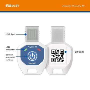Elitech TinyUSB-10 Tek Kullanımlık Sıcaklık Veri Kaydedici HACCP, FDA -10... 40 °C 10 Adet / Paket
