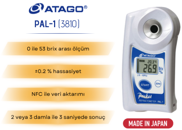 ATAGO 3810 PAL-1 Dijital Refraktometre 0.0... 53.0 % Brix