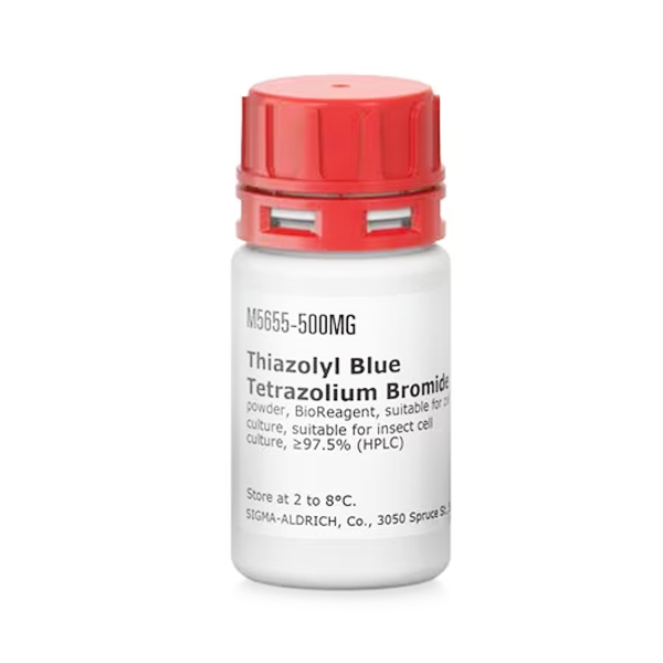 Sigma-Aldrich M5655 Thiazolyl Blue Tetrazolium Bromide powder, BioReagent, suitable for cell culture, suitable for insect cell culture, ≥97.5% (HPLC) 500 mg