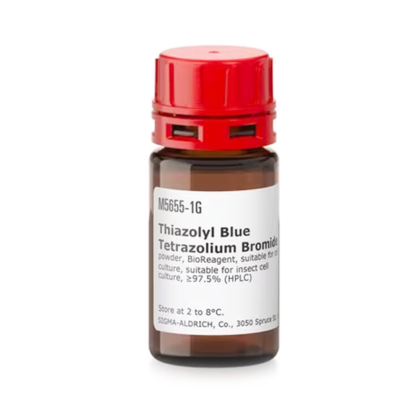Sigma-Aldrich M5655 Thiazolyl Blue Tetrazolium Bromide powder, BioReagent, suitable for cell culture, suitable for insect cell culture, ≥97.5% (HPLC) 1 gr