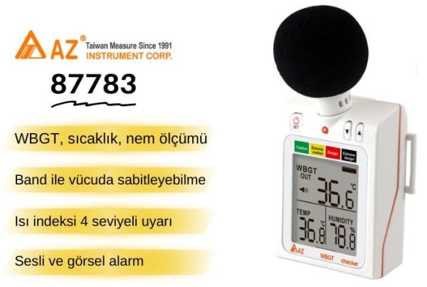AZ 87783 Giyilebilir WBGT Denetleyici | Sıcak Çarpması Önleme Cihazı