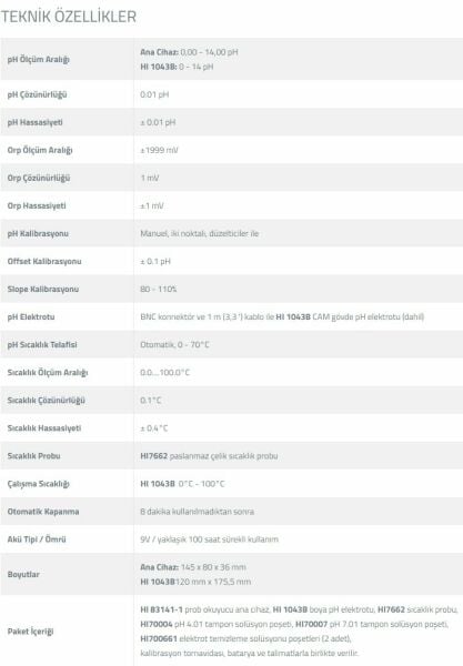 Hanna Boya Ölçüm Ph Metre Seti