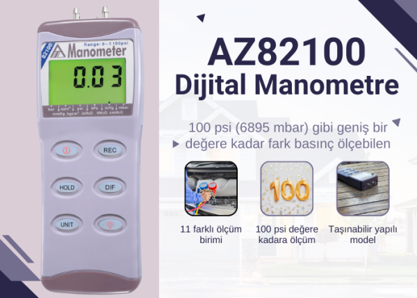 AZ 82100 Dijital Manometre | 100 PSI