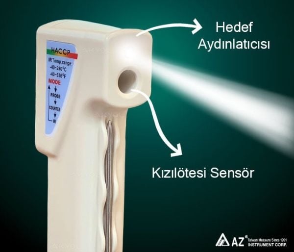 AZ 8838 Lazerli ve Problu HACCP Termometresi