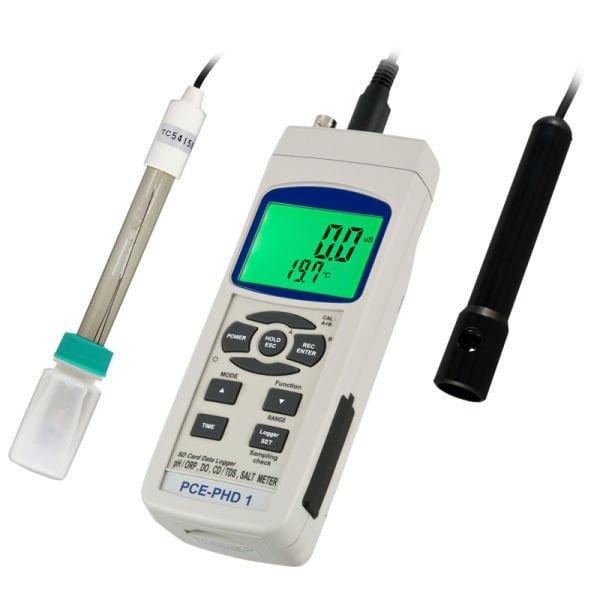 PCE-PHD 1 Data Logger pH değeri, iletkenlik, oksijen, sıcaklık ölçüm cihazı / SD hafıza kartı (16 GB’ye kadar)