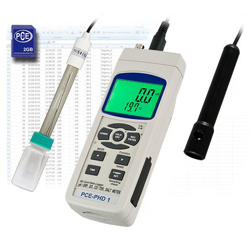 PCE-PHD 1 Data Logger pH değeri, iletkenlik, oksijen, sıcaklık ölçüm cihazı / SD hafıza kartı (16 GB’ye kadar)