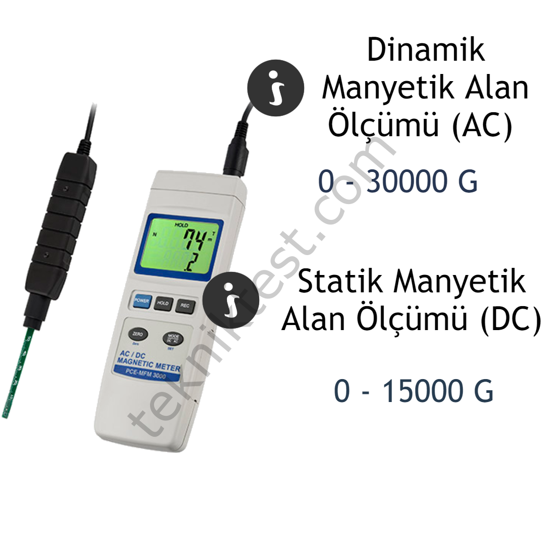 PCE-MFM 3000 Manyetik Alan Ölçüm Aleti - Gaussmetre