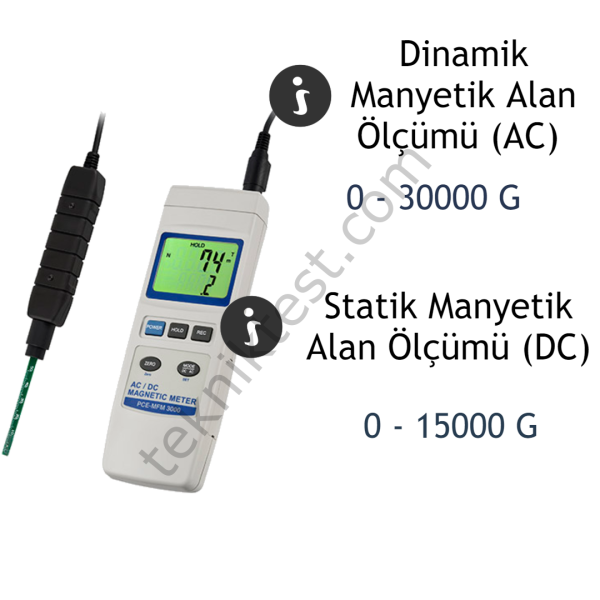 PCE-MFM 3000 Manyetik Alan Ölçüm Aleti - Gaussmetre