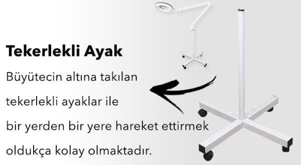 6017 Ayaklı ve Masaüstü Ayarlanabilir Işık Seviyeli Büyüteç (8X)