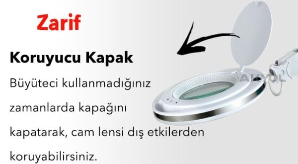 6017 Ayaklı ve Masaüstü Ayarlanabilir Işık Seviyeli Büyüteç (8X)