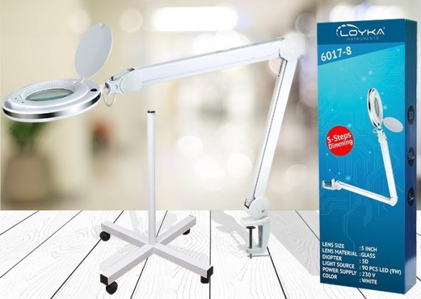 6017 Ayaklı ve Masaüstü Ayarlanabilir Işık Seviyeli Büyüteç (8X)