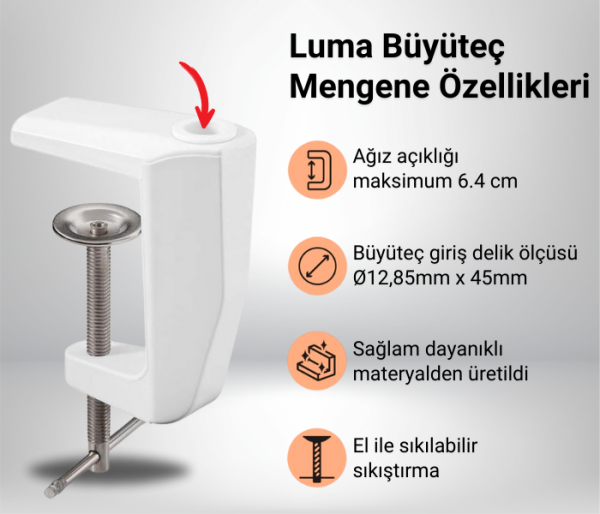 Luma Geniş Mercekli Ayaklı Büyüteç | Ayarlanabilir Led Işığı