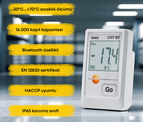 Testo 174T BT Akıllı Sıcaklık Kayıt Datalogger Cihazı | Beyaz