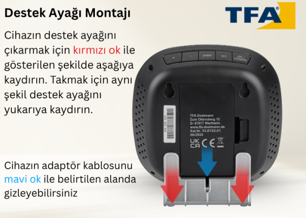 TFA 35.8102.01 Akıllı Kablosuz Sensörlü Sıcaklık Nem Ölçer | ID-04