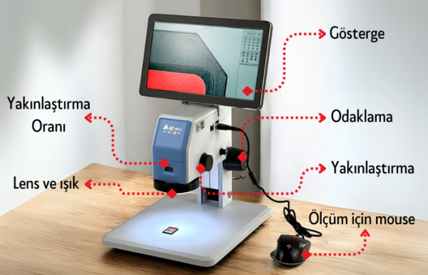 AZ 9513 Ekranlı Profesyonel Dijital Mikroskop