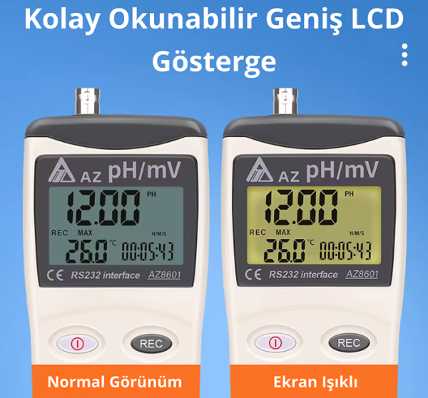 AZ 8601 Tek Prob İle Ph ve Orp Ölçer | BNC Bağlantılı