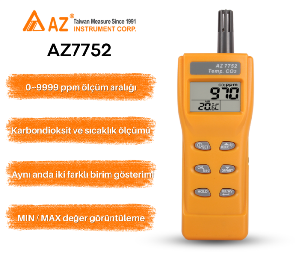 AZ 7752 Taşınabilir Karbondioksit Ölçer