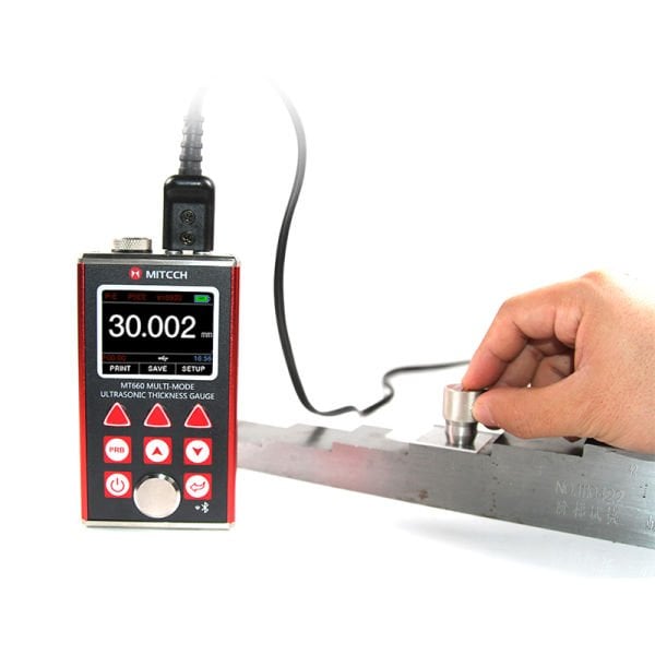 Mitech MT660 Çok Modlu Ultrasonik Kalınlık Ölçer, Boya altı ölçüm : 3-100mm, Ölçüm aralığı :0,65 – 600 mm, Metal kasa