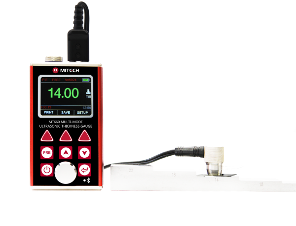 Mitech MT660 Çok Modlu Ultrasonik Kalınlık Ölçer, Boya altı ölçüm : 3-100mm, Ölçüm aralığı :0,65 – 600 mm, Metal kasa